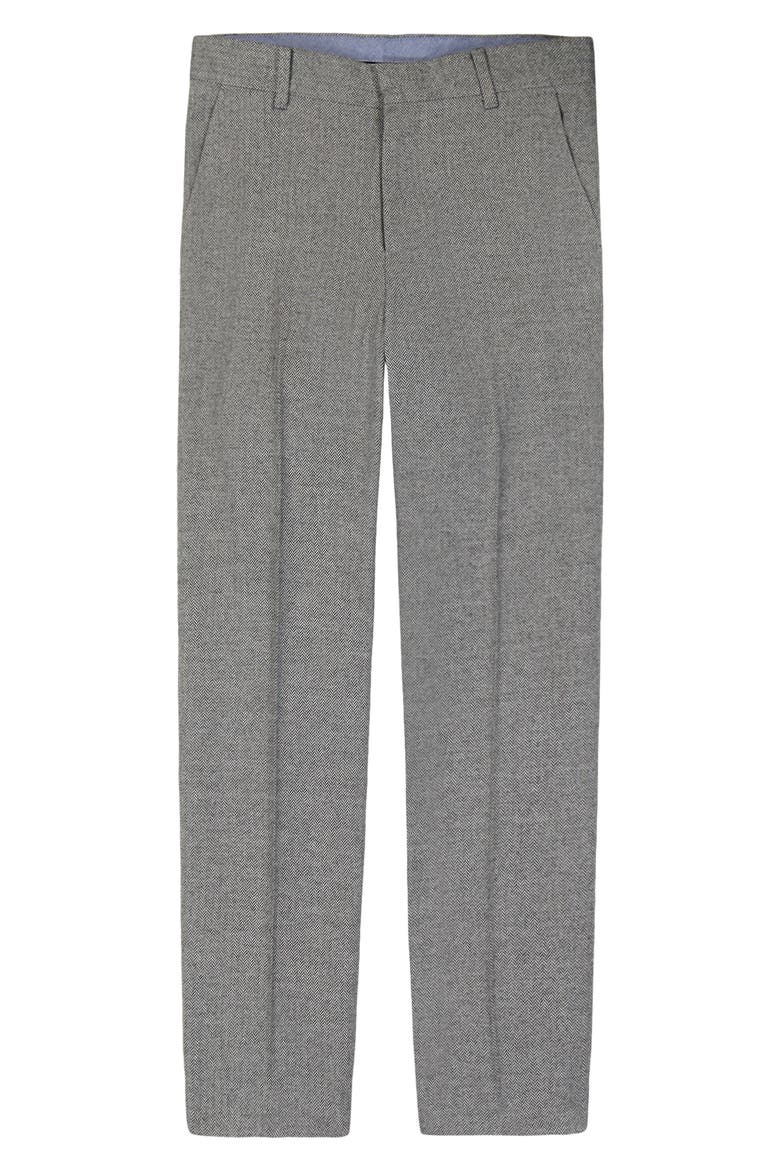 Kids' Brushed Herringbone Dress Pants, Main, color, MOUNTAIN HEATHER