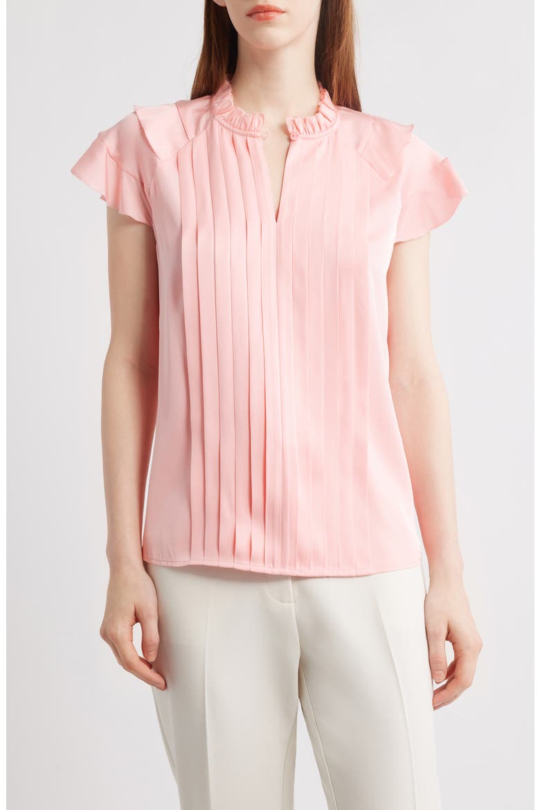 The Zion Stretch Silk Pleated Blouse, Main, color, PINK SKY
