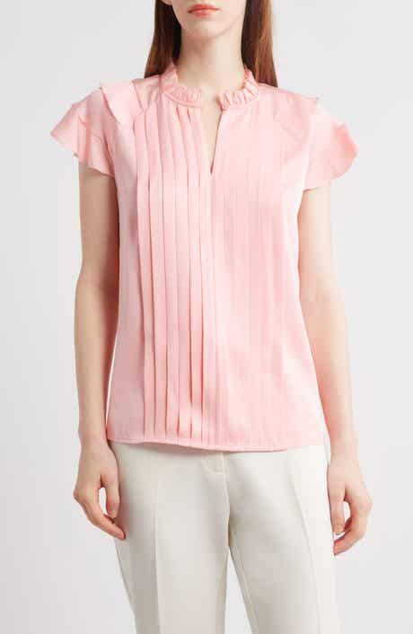 Elie Tahari The Zion Stretch Silk Pleated Blouse