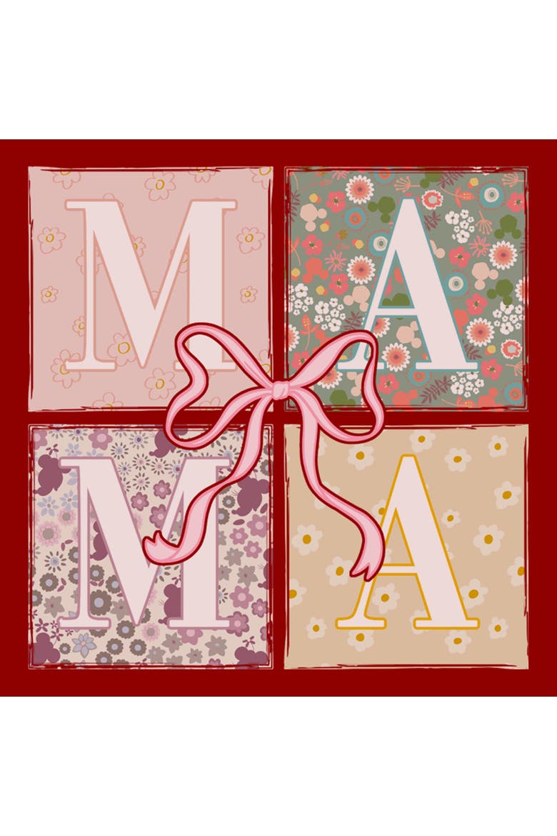 Women's Mickey & Friends Box Patterns Mama Bow  Graphic T-Shirt, Alternate, color, Red