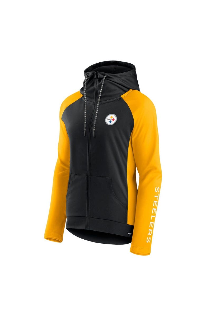 FANATICS Women's Fanatics Branded Black/Gold Pittsburgh Steelers End Around Raglan Full-Zip Hoodie, Alternate, color, Black
