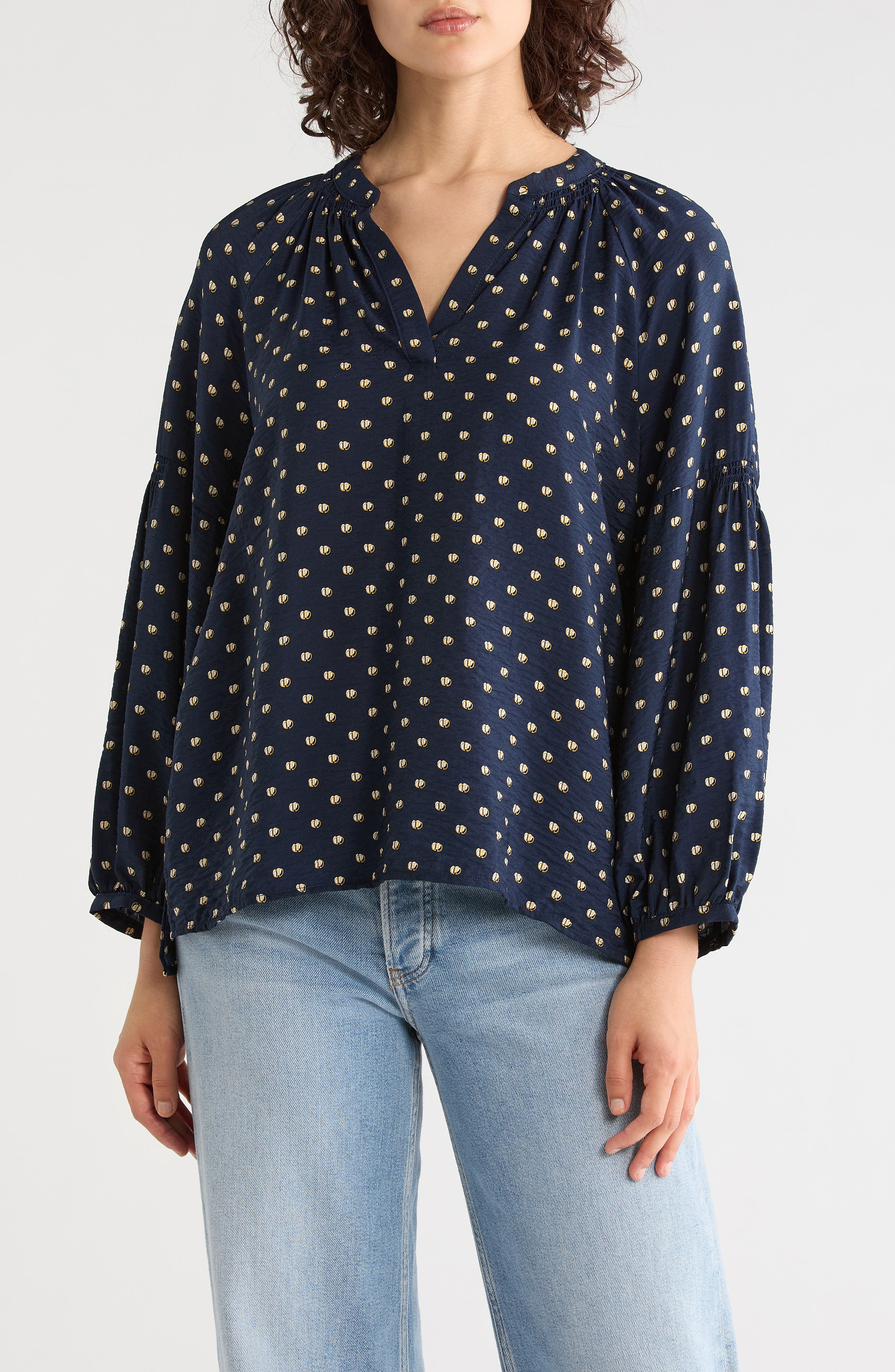 NAVY- IVORY HALF MOON DOT