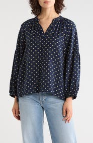Caslon® Long Sleeve Printed Popover Top