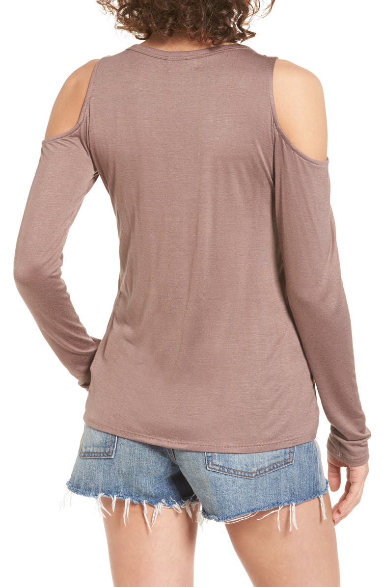 PST by Project Social T Lace-Up Cold Shoulder Tee, Alternate, color,