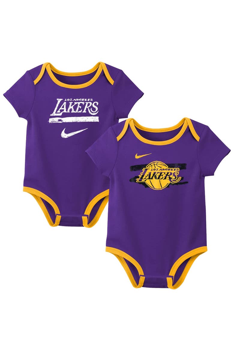 Infant Nike  Purple Los Angeles Lakers Courtside Premier 2-Pack Bodysuit Set, Main, color, Purple