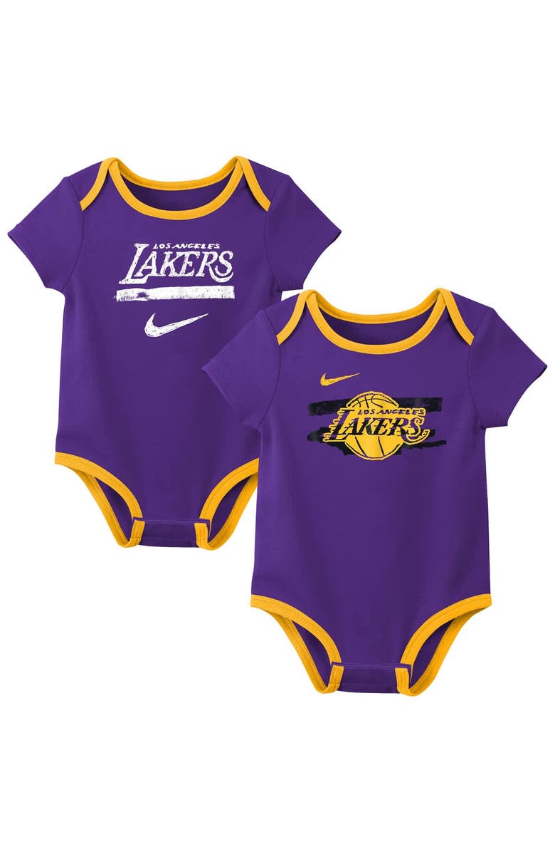 Nike Infant Nike Purple Los Angeles Lakers Courtside Premier 2-Pack Bodysuit Set, Main, color, Purple