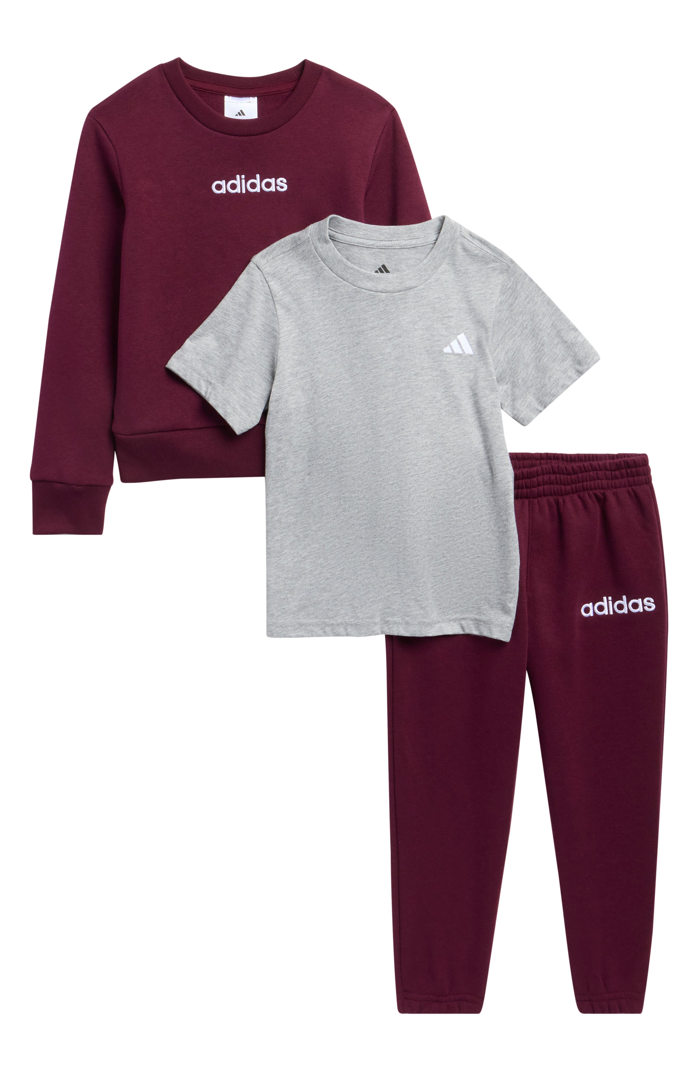 Kids' Logo Print Fleece Sweatshirt, T-Shirt & Pants Set