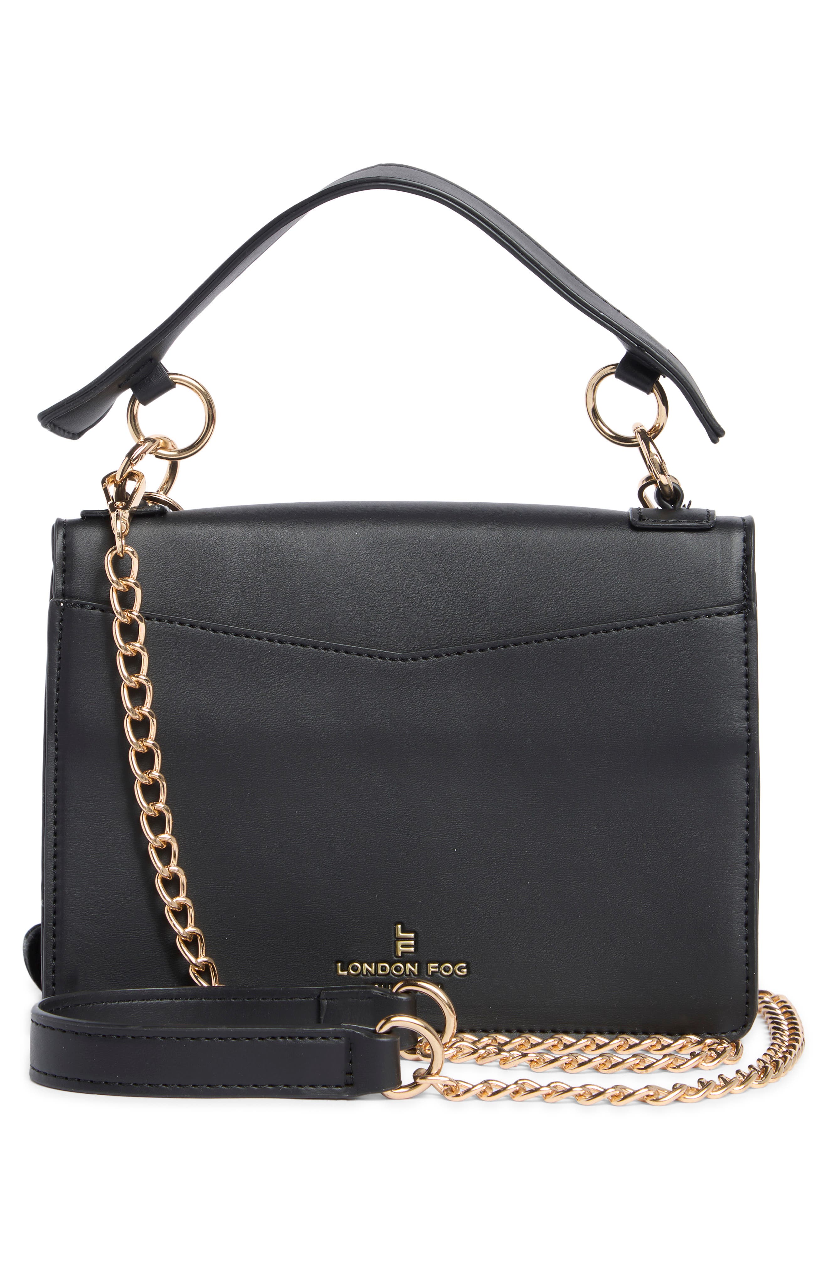 Top Handle Faux Leather Crossbody Bag, Alternate, color, BLACK