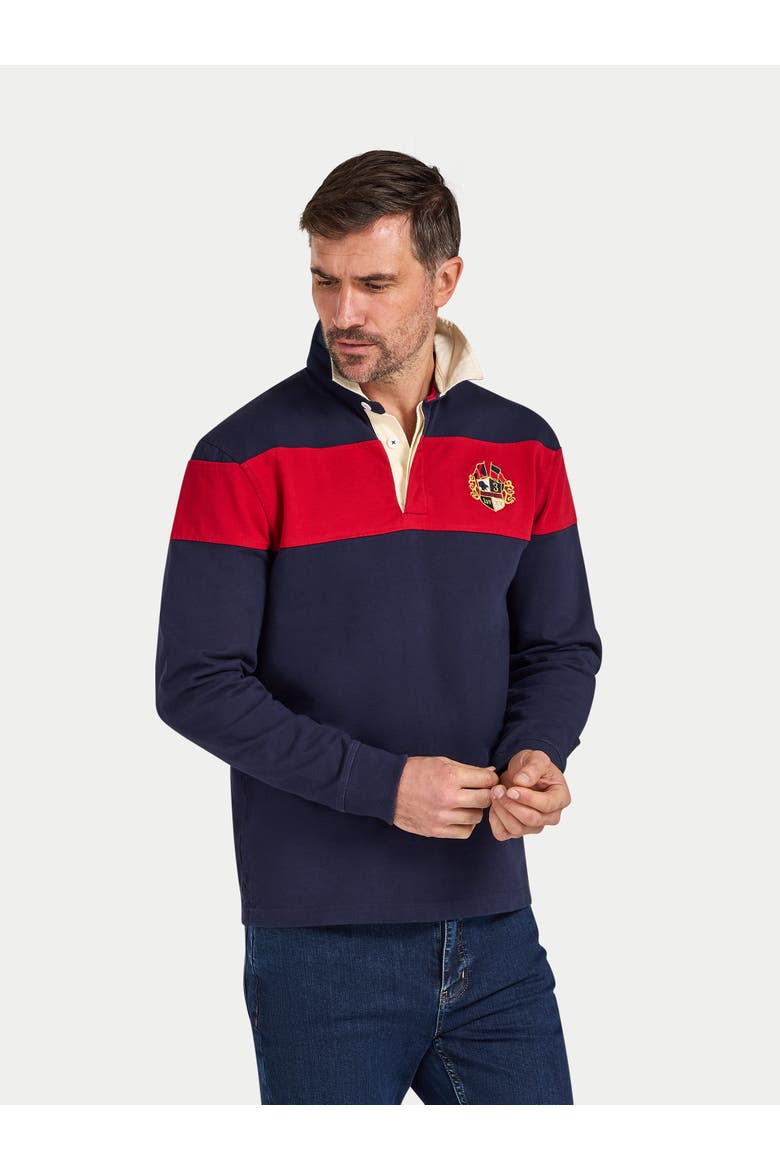 Long Sleeve Chest Panel Rugby Shirt, Alternate, color, Navy