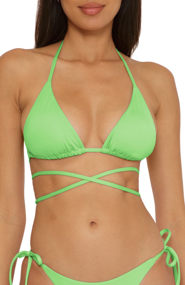 Becca Color Code Wraparound Triangle Bikini Top, Main, color, Green