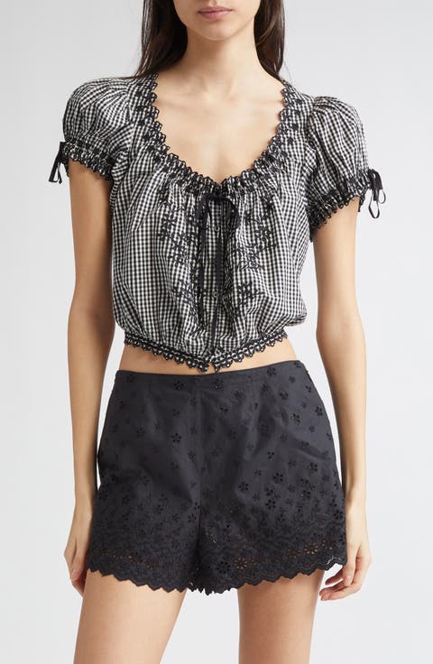 Nera Eyelet Ruffle Organic Cotton Crop Top