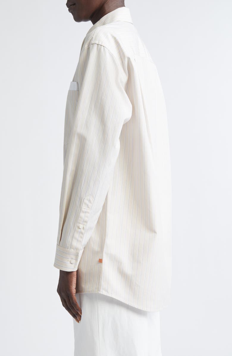 Lafayette 148 New York Stripe Oversize Cotton Poplin Button-Up Shirt, Alternate, color, Oatmeal Multi