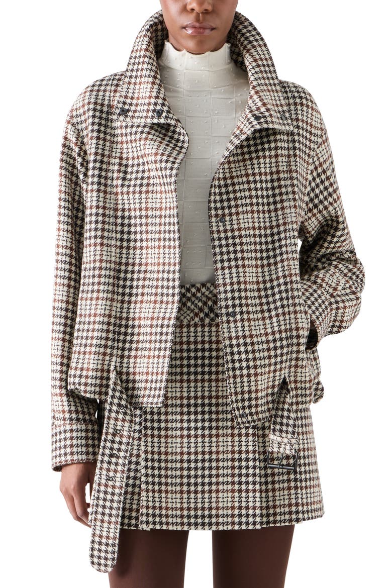 Wool Blend Tweed Check Blouson, Main, color, WINTER WHITE-ESPRESSO