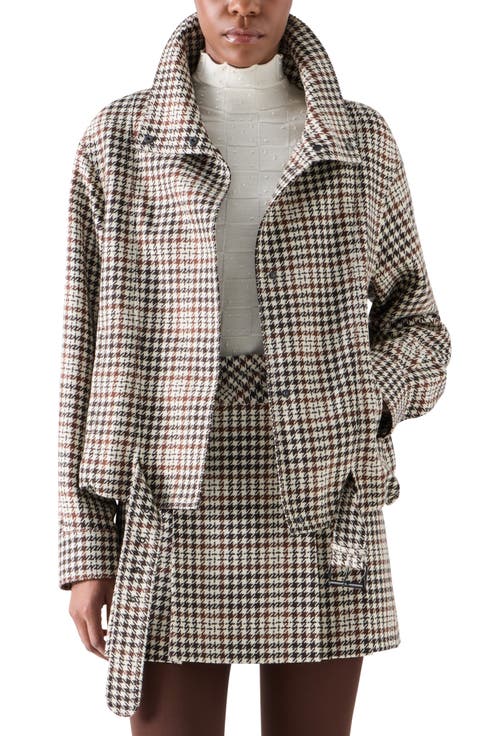 Wool Blend Tweed Check Blouson