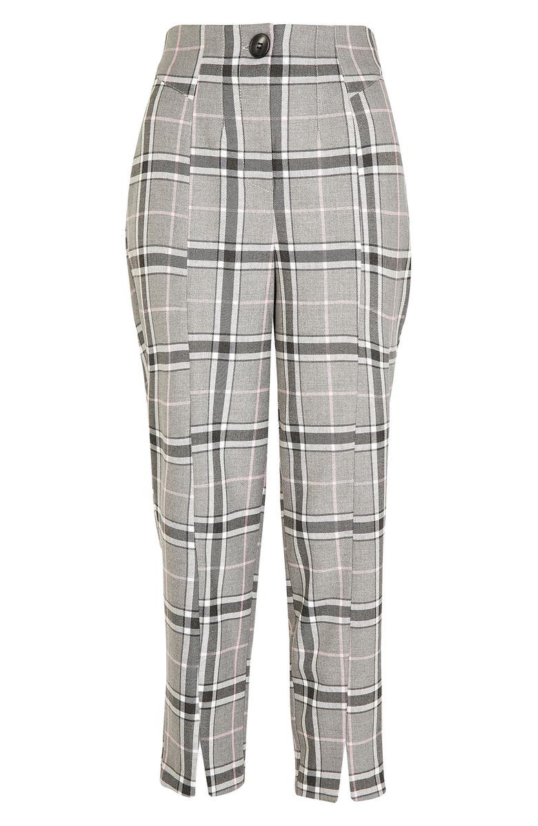 River Island Plaid Split Front Cigarette Pants, Alternate, color, 