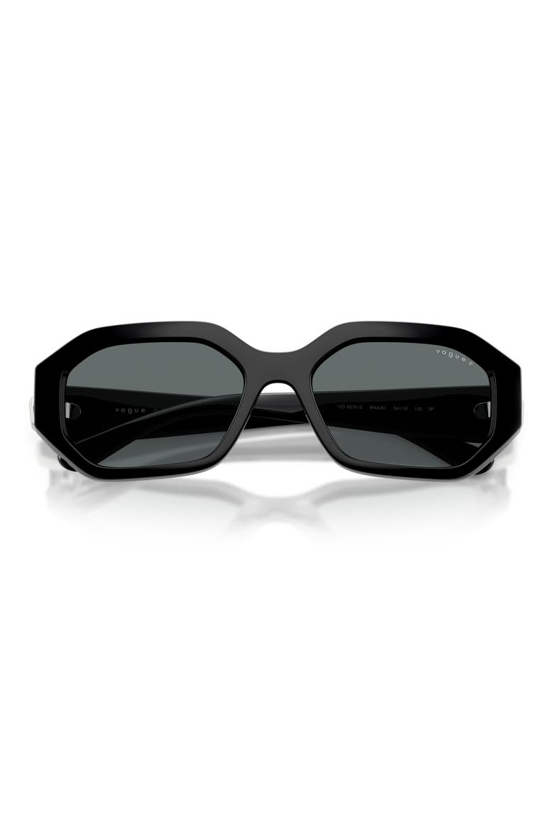 54mm Geometric Polarized Sunglasses, Alternate, color, BLACK / DARK GREY POLAR