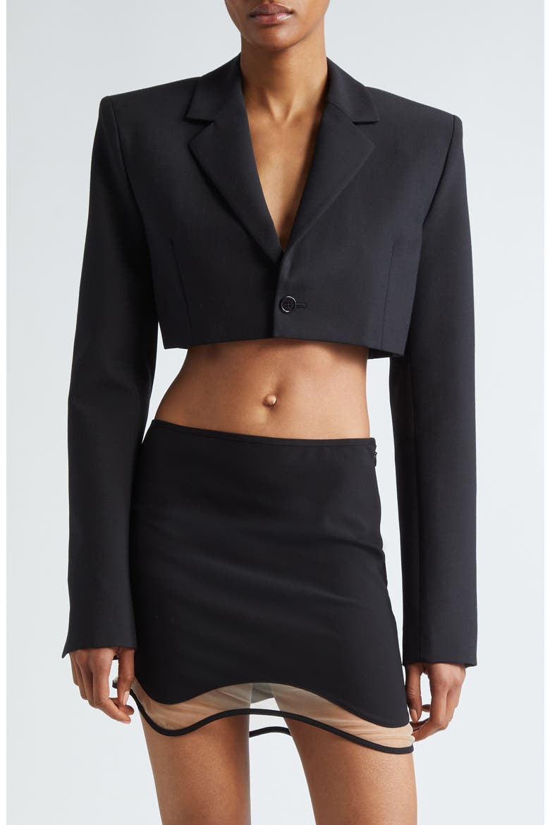 Tailored Crop Blazer, Main, color, BLACK