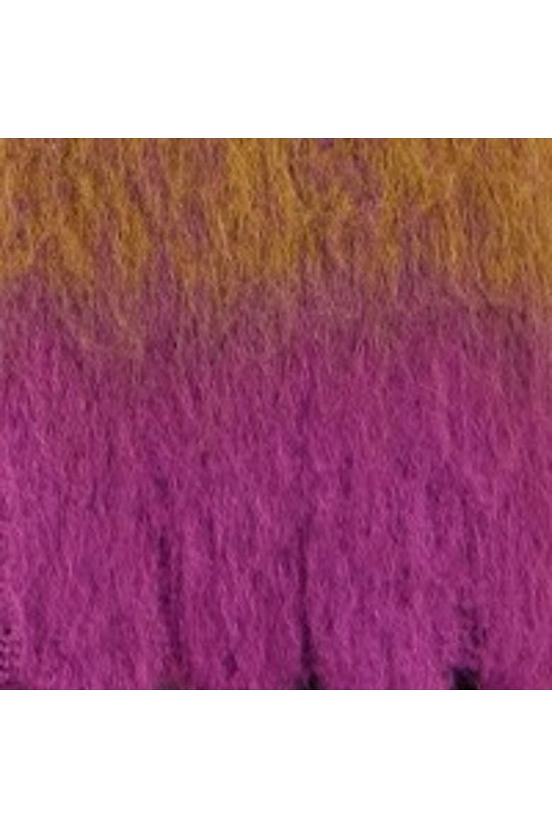 Oversize Brushed Fringe Checked Scarf, Alternate, color, Purple
