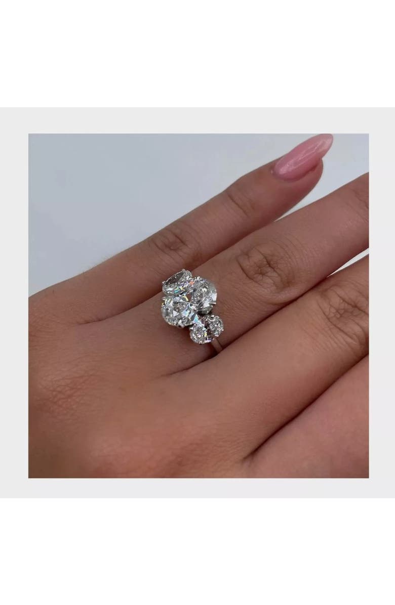 Bliss Diamond Certified 6Ct Three Stone Oval Diamond Anniversary Engagement Ring Lab Grown 14k, Alternate, color, 14K White Gold