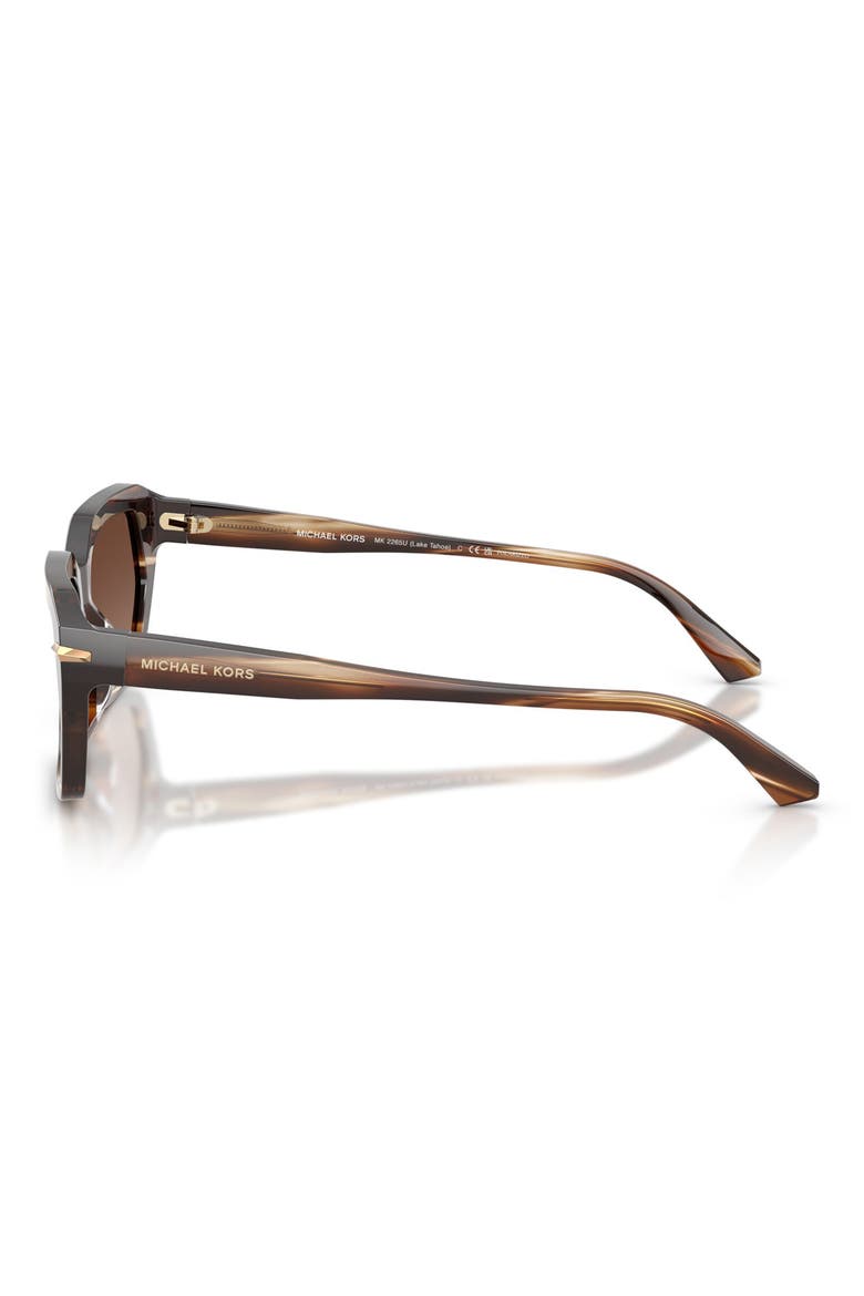 Lake Tahoe 54mm Gradient Polarized Rectangular Sunglasses, Alternate, color, BROWN HORN / BROWN SOLID POLAR