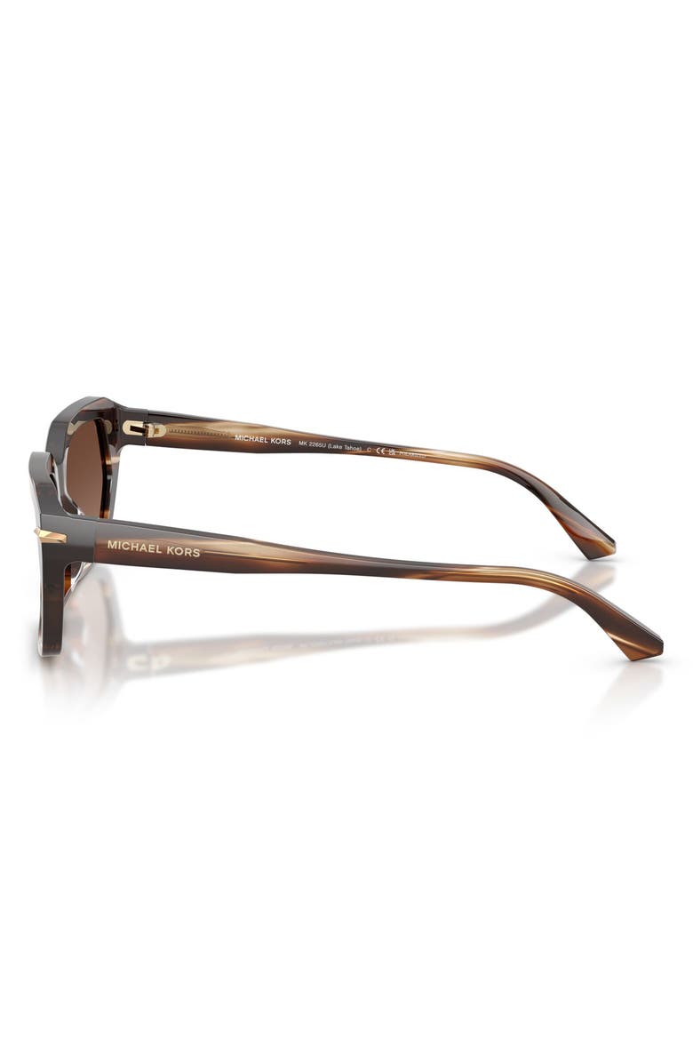 Michael Kors Lake Tahoe 54mm Gradient Polarized Rectangular Sunglasses, Alternate, color, Brown Horn / Brown Solid Polar