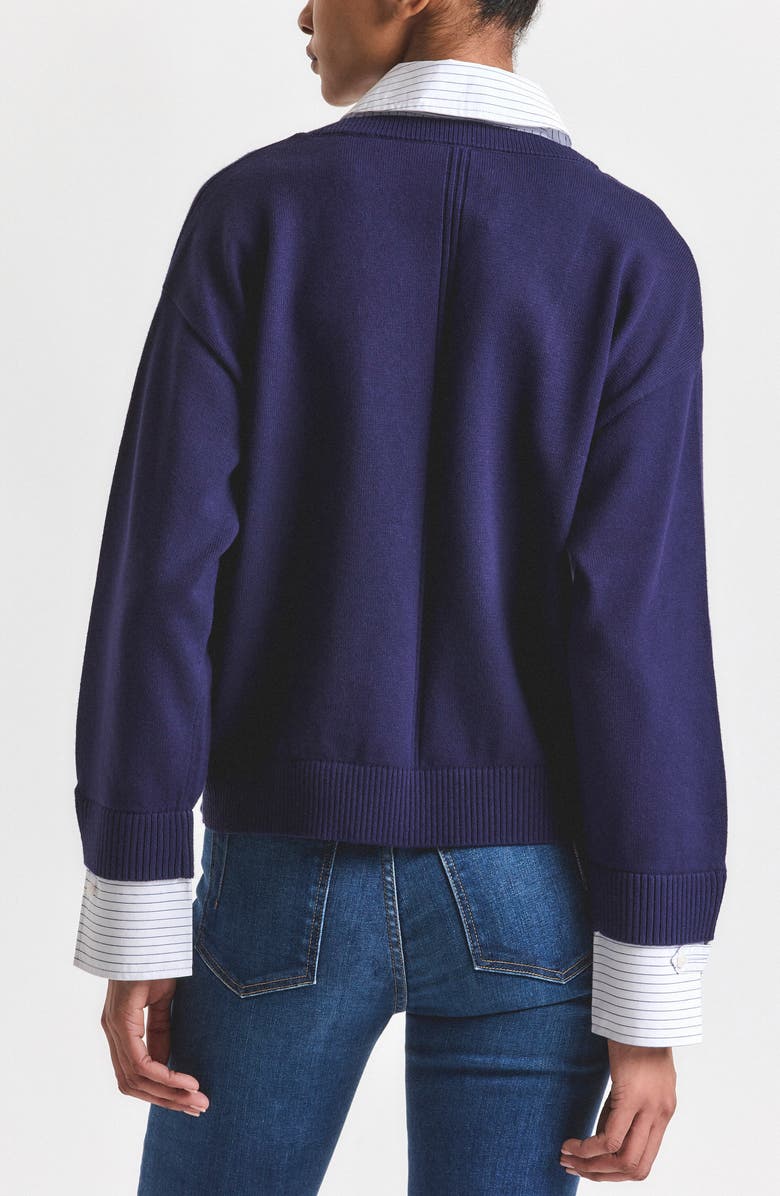 Derek Lam 10 Crosby Rida Cotton Blend Mixed Media Sweater, Alternate, color, Navy/ White