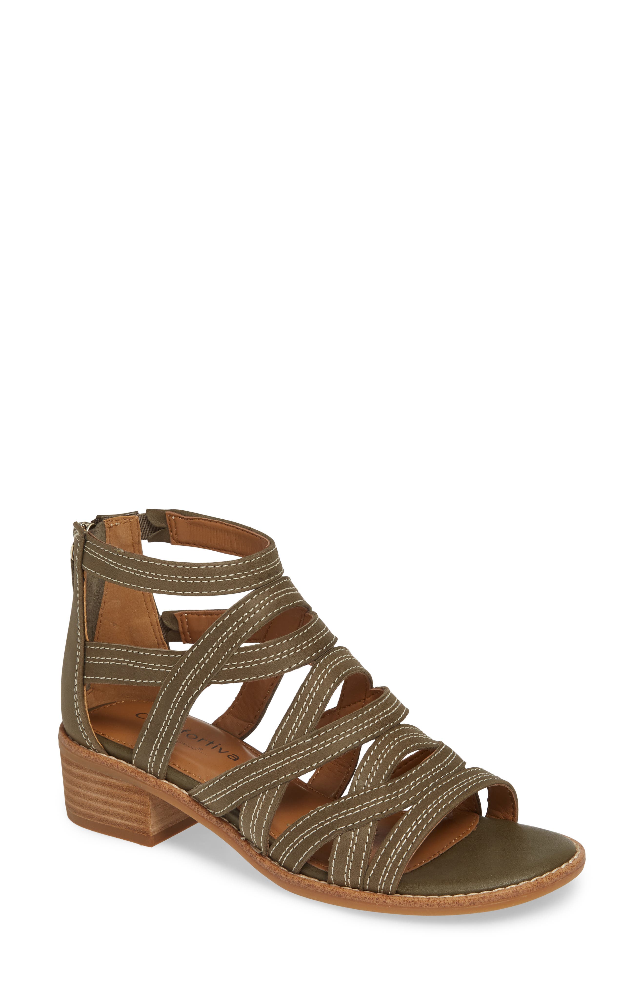 Betha Sandal, Main, color, PALE OLIVE LEATHER