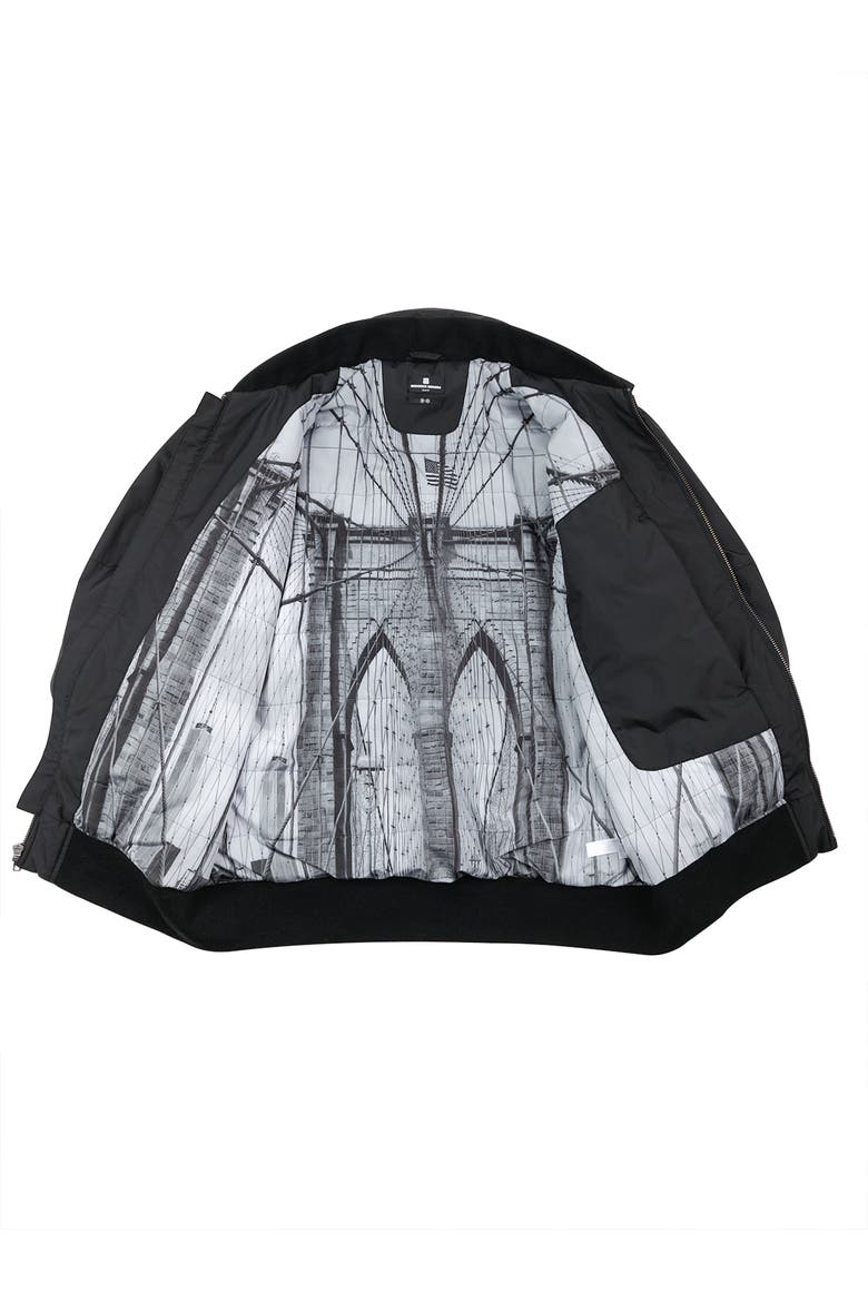 Solid Water Repellent Bomber Jacket, Alternate, color, BLACK