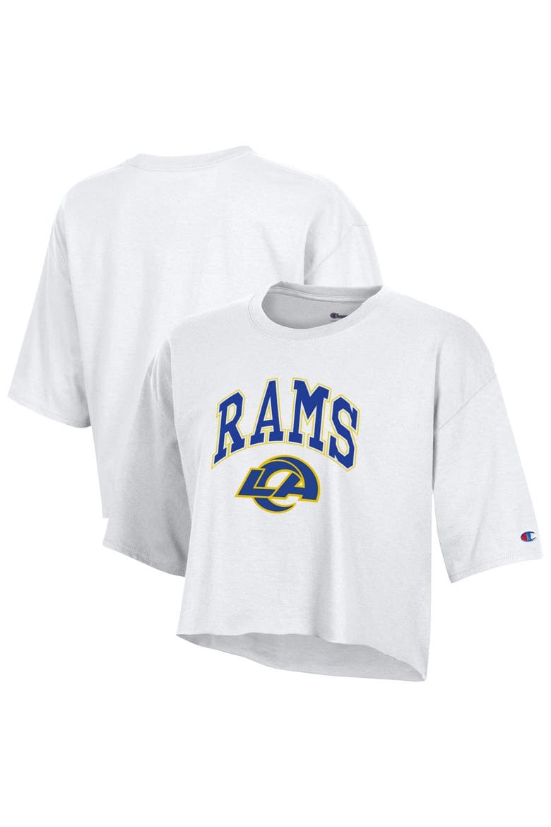 Women's Champion White Los Angeles Rams Boyfriend Cropped T-Shirt, Main, color, White