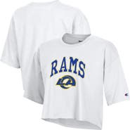 Champion Women's Champion White Los Angeles Rams Boyfriend Cropped T-Shirt