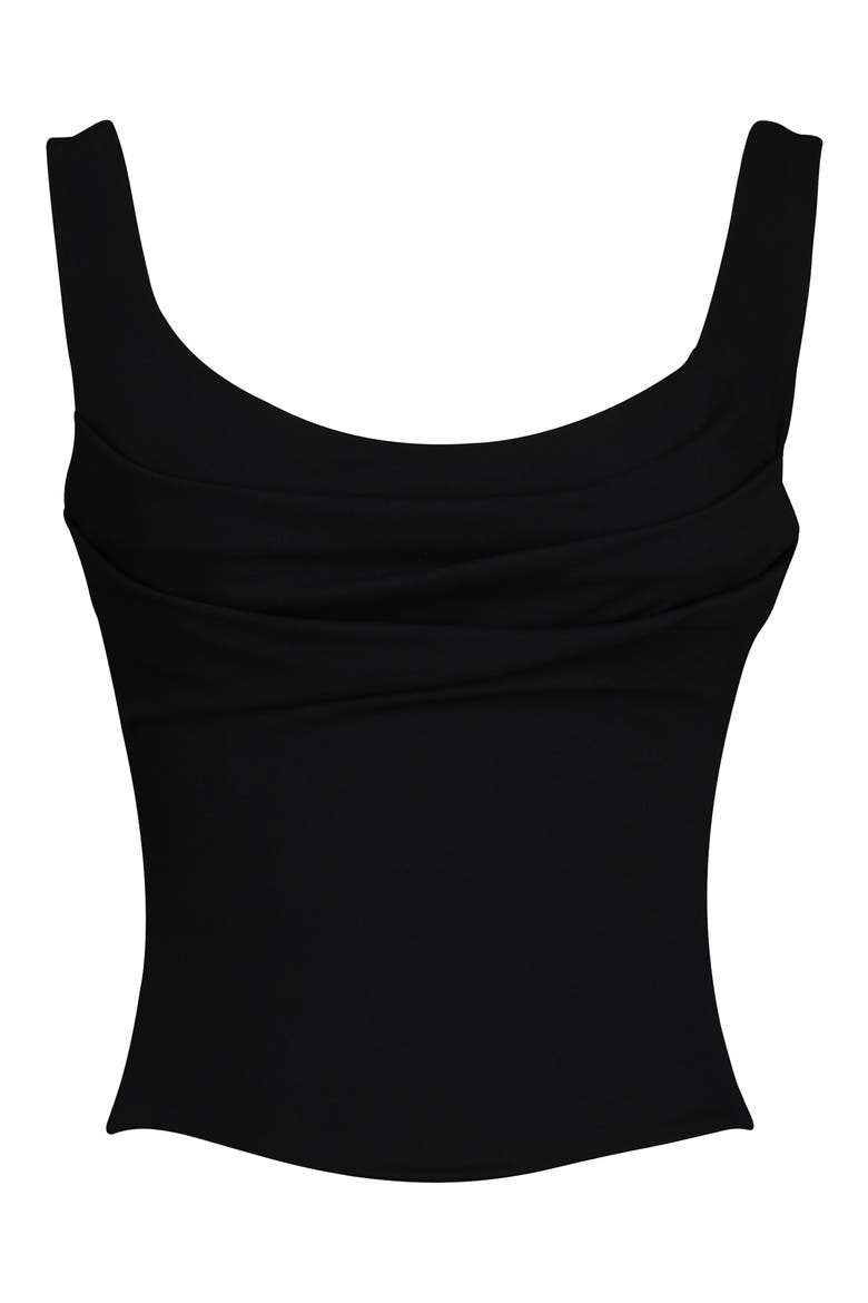 The Drape Neck Corset Tank, Alternate, color, BLACK