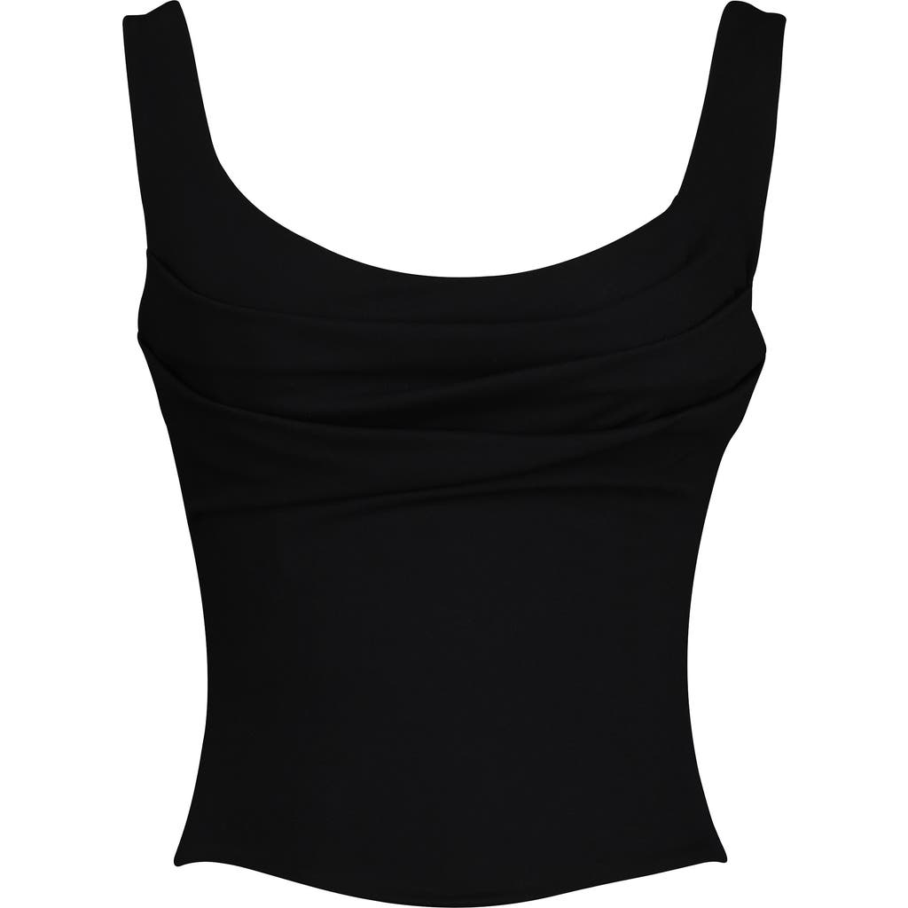 House Of Cb The Drape Neck Corset Tank In Black