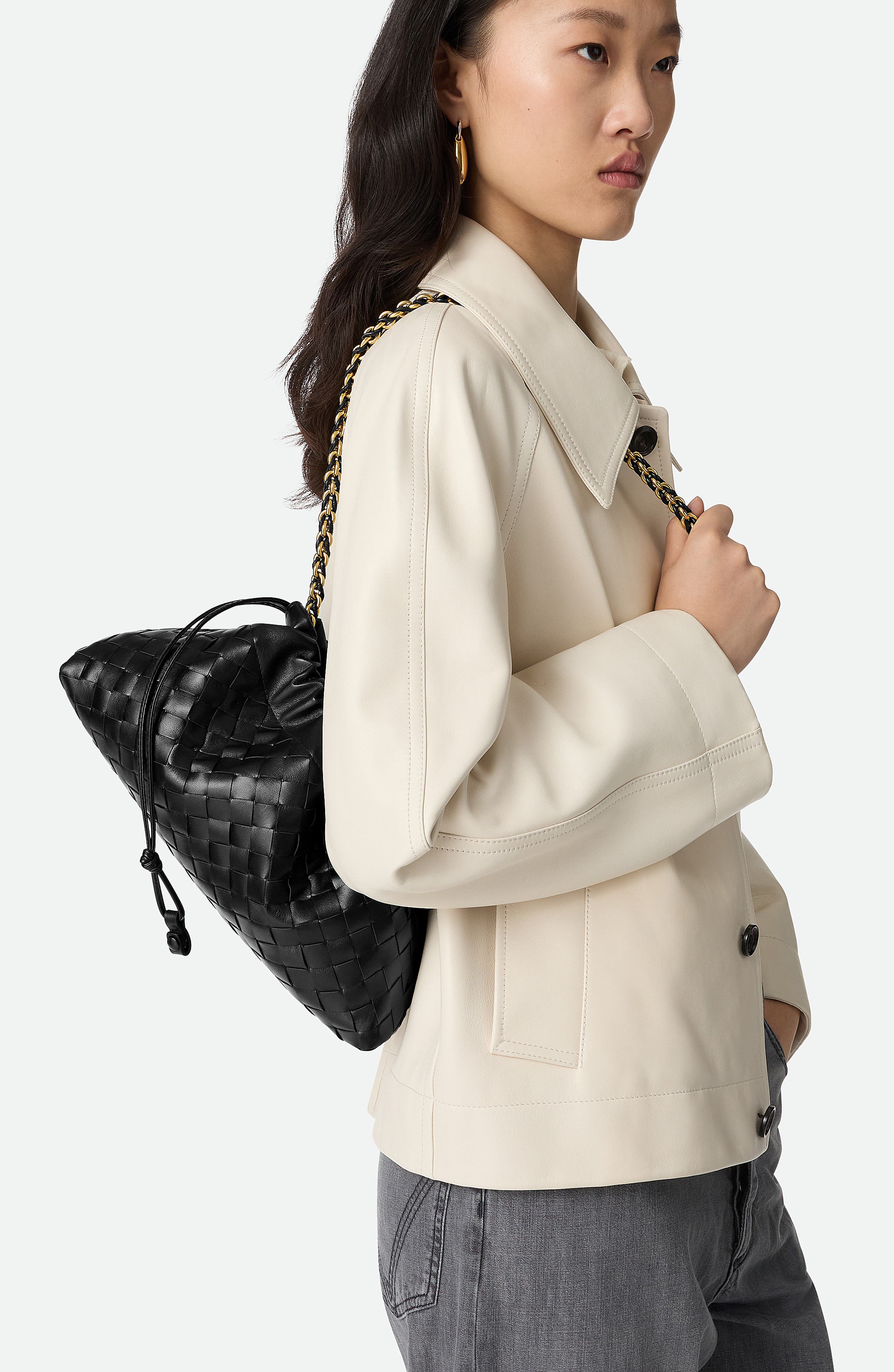 Bottega Veneta Dustbag Notte Intrecciato Leather Shoulder Bag, Alternate, color, 