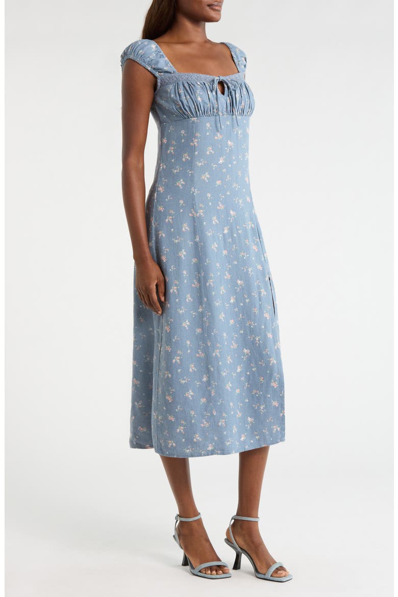 Sweetheart Cap Sleeve Midi Dress, Alternate, color, NAVY FLORAL