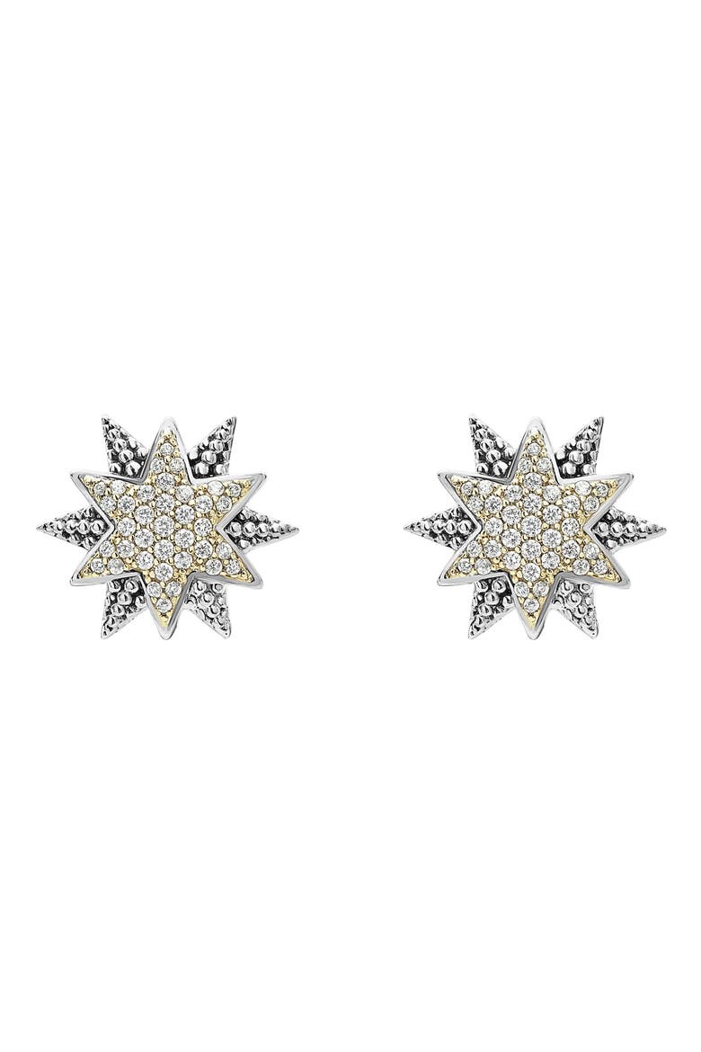 North Star Diamond Omega Earrings, Main, color, DIAMOND