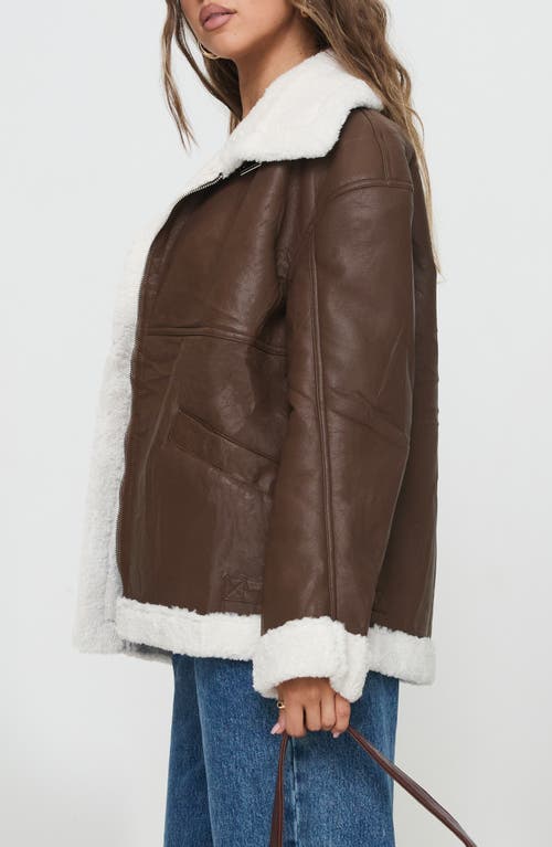 Princess Polly Jadu Faux Shearling Lined Faux Leather Jacket