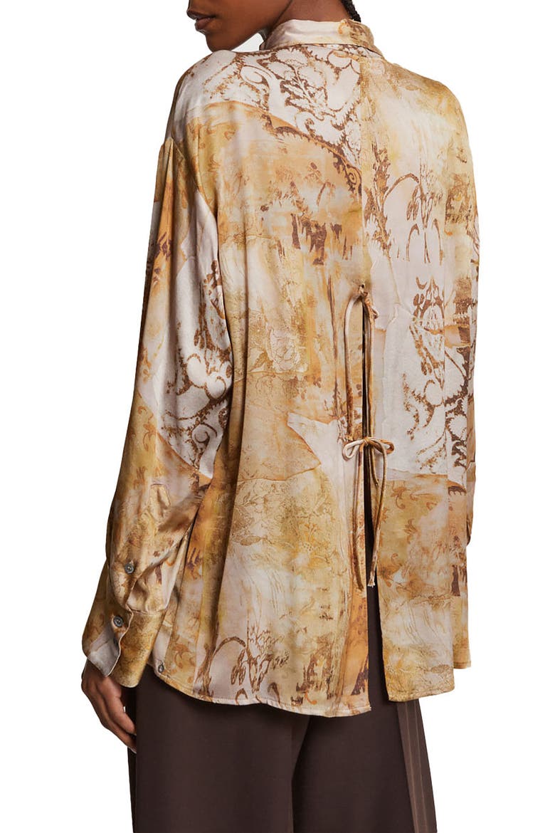 Graphic Print Satin Blouse, Alternate, color, Beige