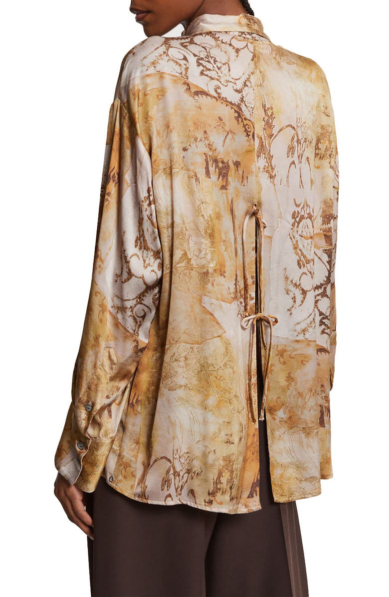 ottod'Ame Graphic Print Satin Blouse, Alternate, color, Beige