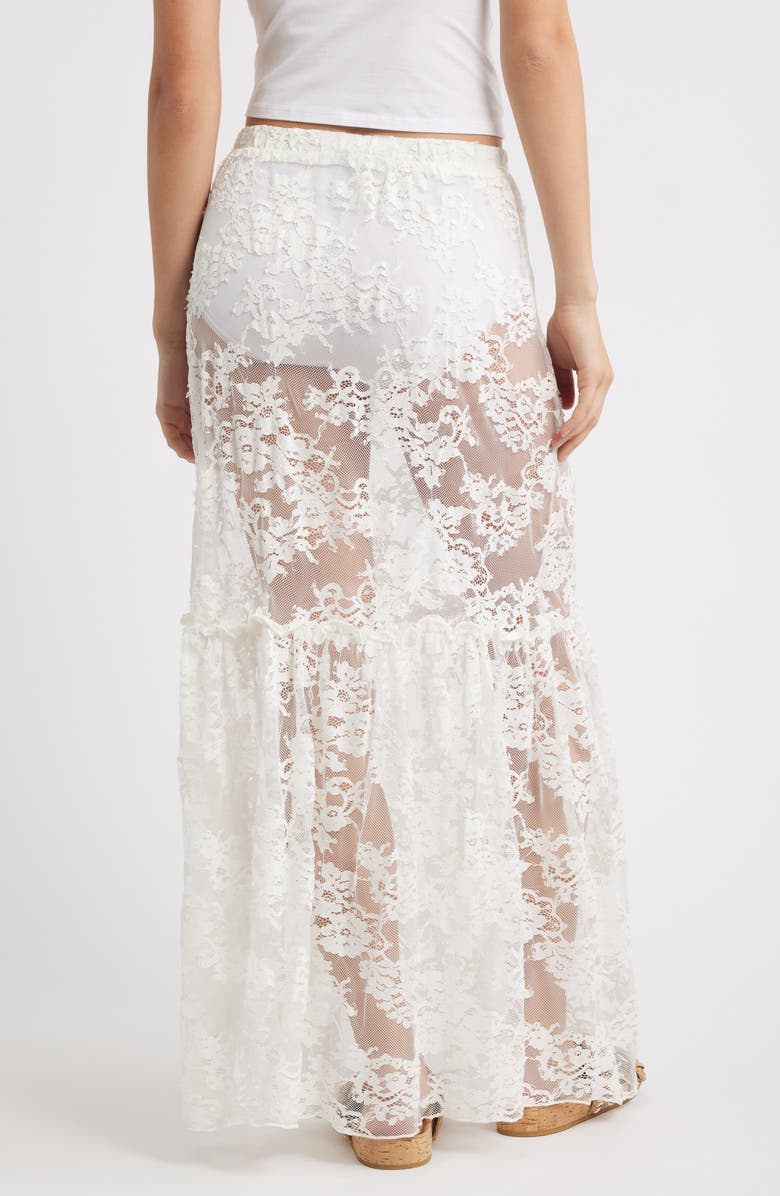 Topshop Sheer Lace Maxi Skirt, Alternate, color, Ivory