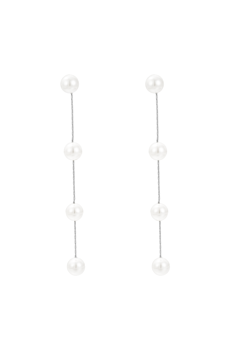 Luna Pearl Drop Earrings, Main, color, Silver