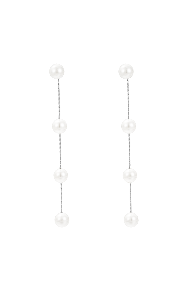 Untamed Petals Luna Pearl Drop Earrings, Main, color, Silver