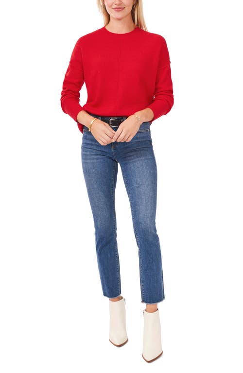Vince Camuto Exposed Seam Crewneck Sweater In Red