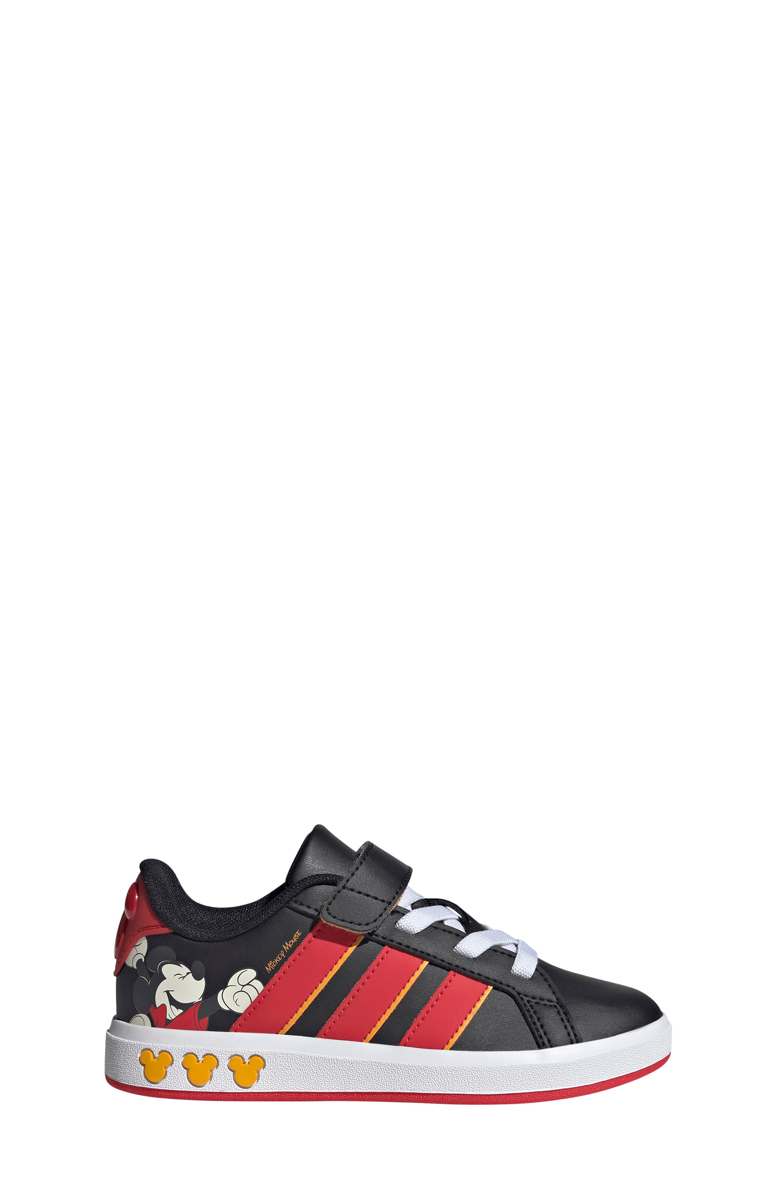 Kids' Grand Court Mickey Mouse Sneaker, Alternate, color, BLACK/ PURE RUBY/ YELLOW