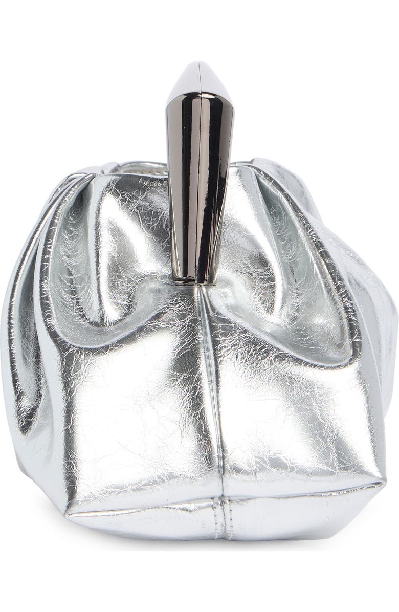 BCBG Statement Handle Metallic Clutch, Alternate, color, Silver