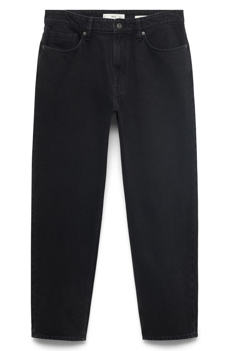 MANGO Crop Tapered Jeans, Alternate, color, Black Denim