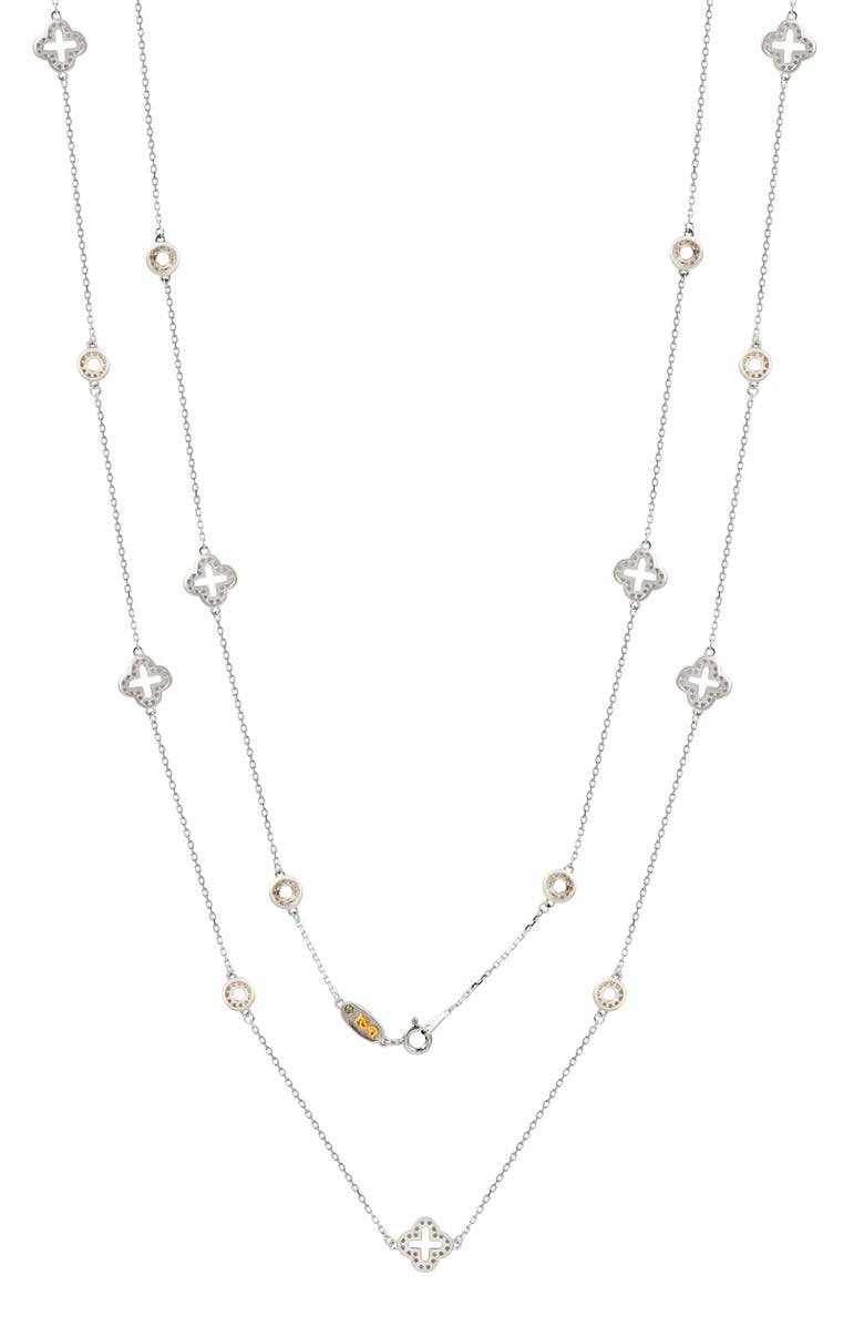 SUZY LEVIAN Yellow Sapphire & Lab Grown White Sapphire Layered Station Necklace, Main, color, Yellow
