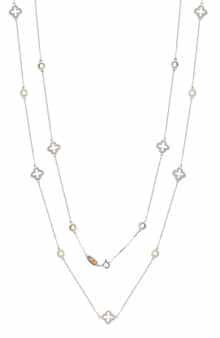 SUZY LEVIAN Yellow Sapphire & Lab Grown White Sapphire Layered Station Necklace