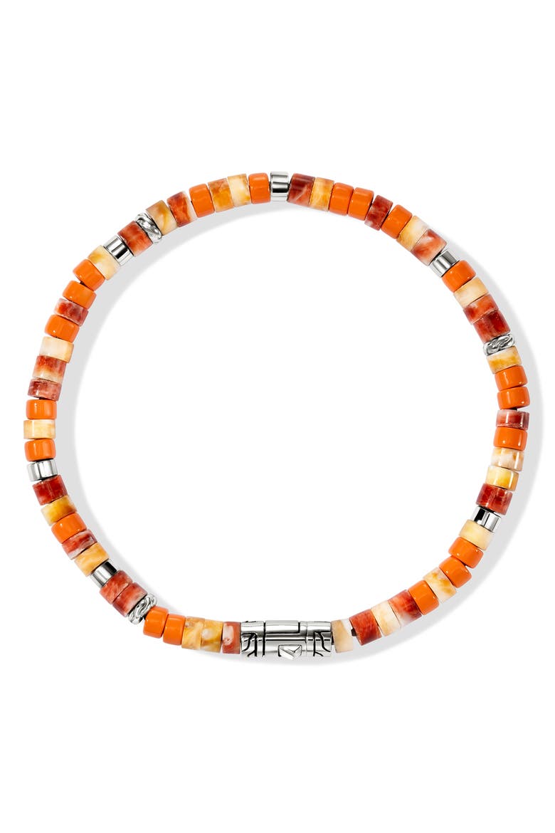 Heishi Bracelet, Gemstones, Sterling Silver, Alternate, color, ORANGE