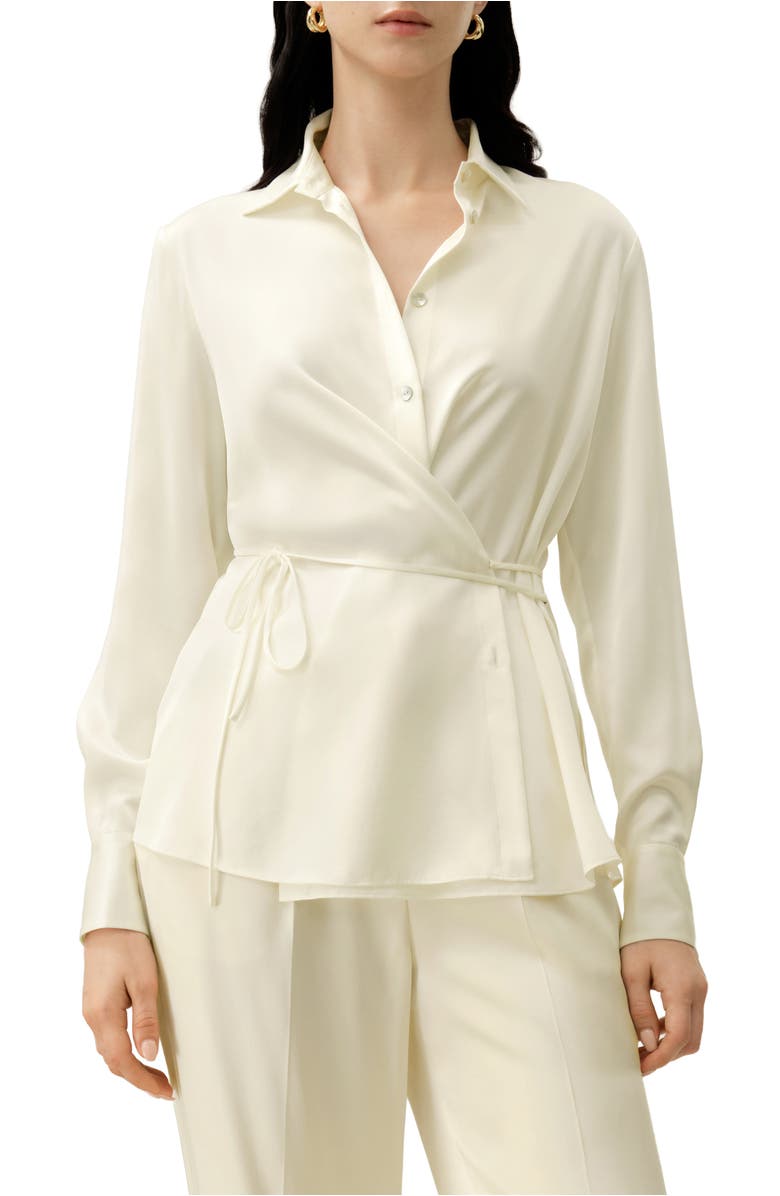 Lilysilk Women's Convertible Silk Charmeuse Shirt, Main, color, Lily White