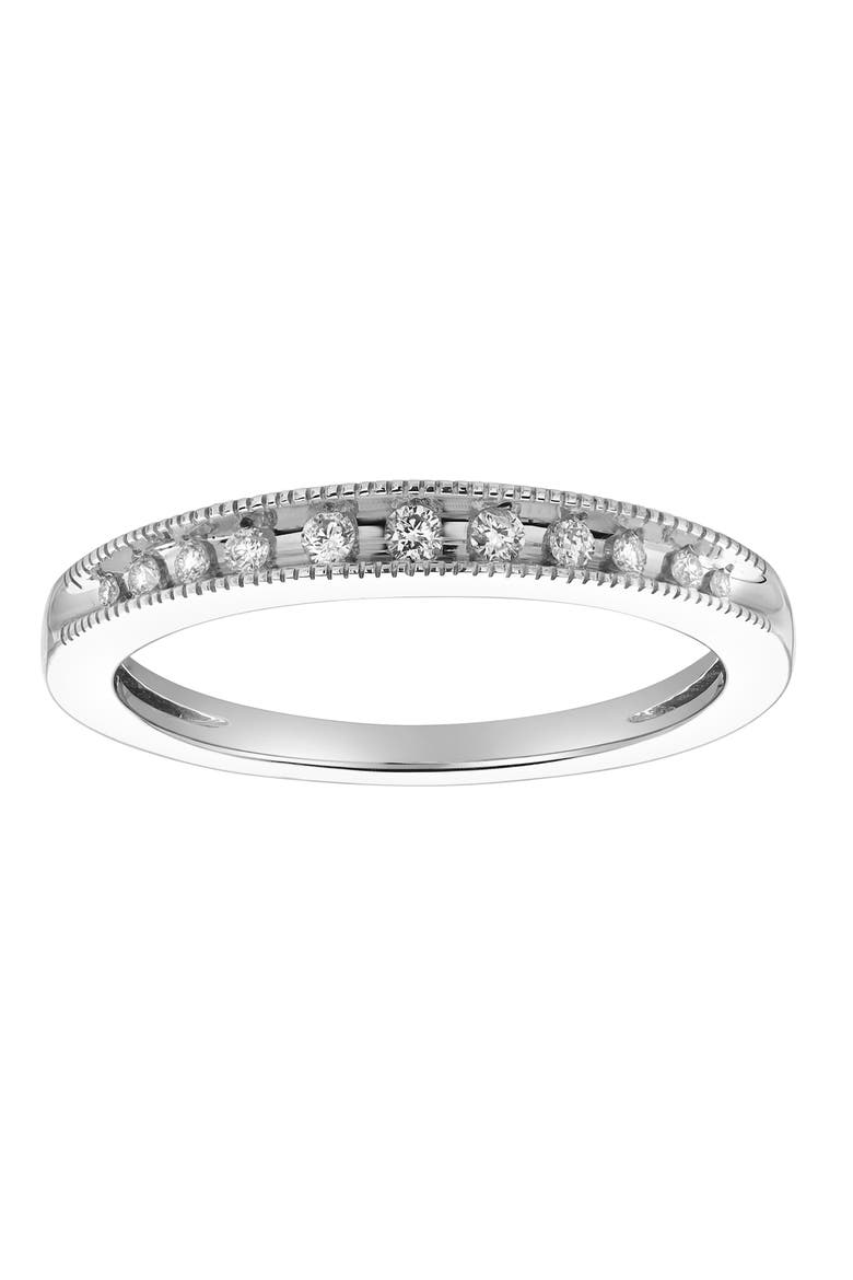 Eternity 14K Gold Round Diamond Studded Stackable Band Ring - 0.11cts, Main, color, 14K White Gold